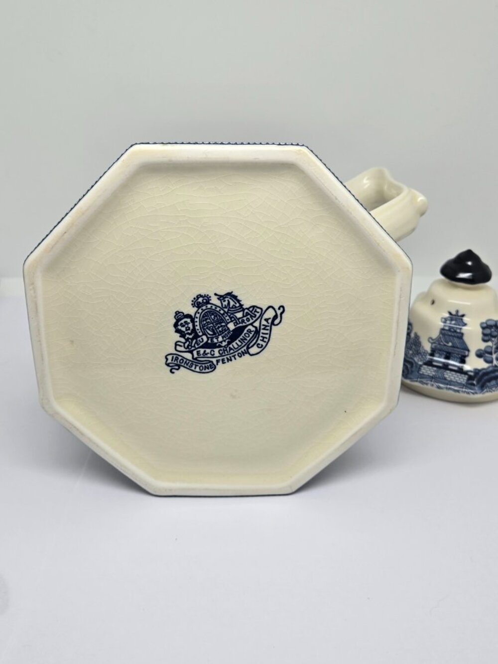 E&C Challinor Ironstone Willow Modern Production Ceramic Teapot, Blue and White - Picture 6 of 16